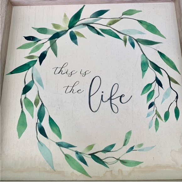 Floral Fern “This Is The Life” Wood Wall Hanging Home Decor Accent Display - Picture 2 of 6